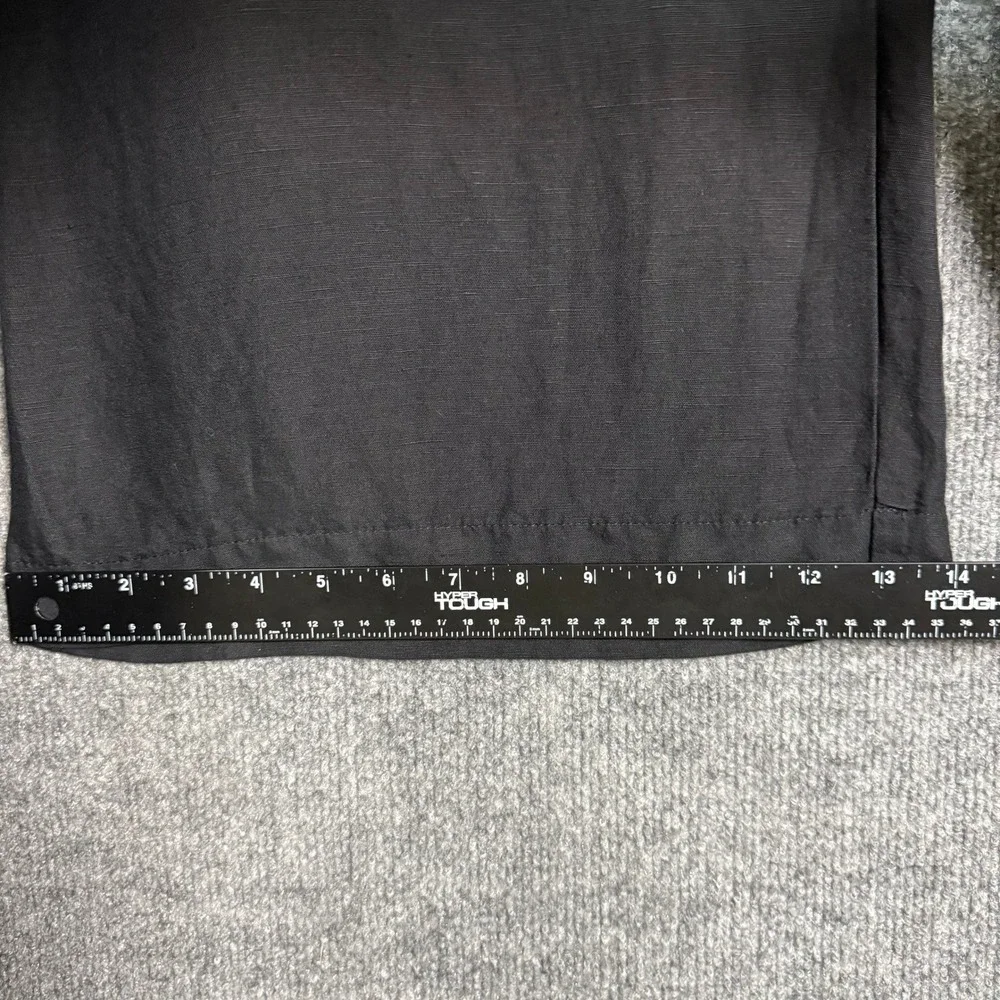 H&M Pants Women 14 Black‎ Linen Blend Wide Leg Pleated Trousers High Rise Beach